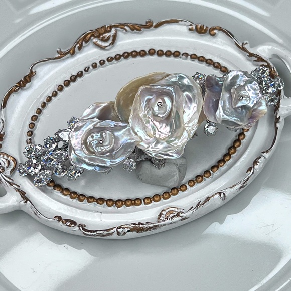 Pearl Jewelry - 🔥🔥 Handmade Freshwater Keshi Pearl Flower 🌺 Crystal Hair Clip